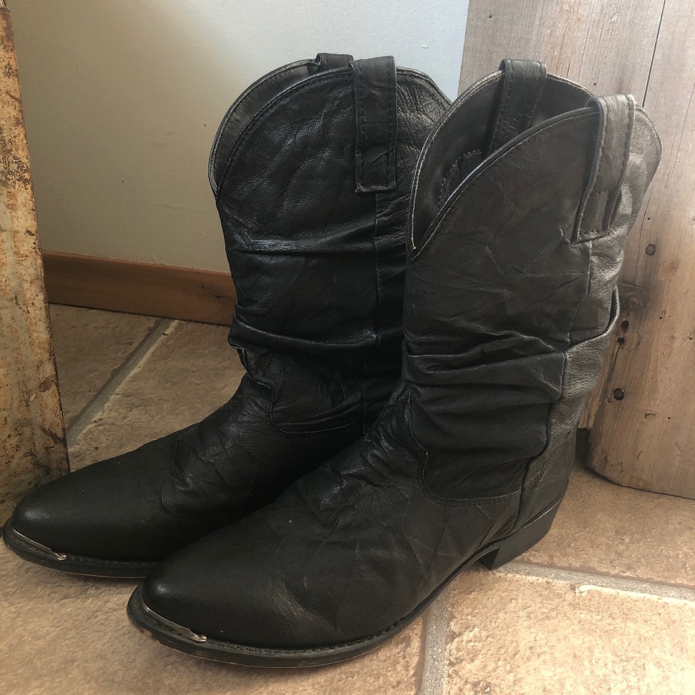 Mens Black Leather cowboy Boots Dingo